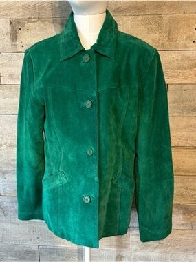 Vintage Danier Canada emerald green leather suede jacket in size‎ small